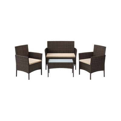 Rattan Gartenset / Balkonmöbel-Set 4-teilig braun