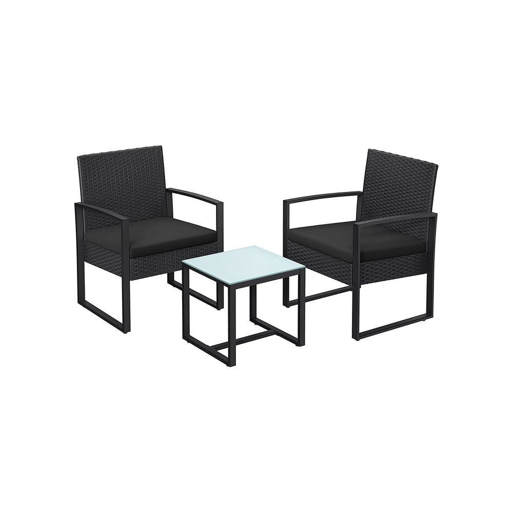 Rattan Gartenset, Balkonmöbel-Set, Lounge-Set, Tisch und 2 Stühle