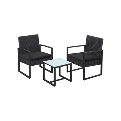 Rattan Gartenset, Balkonmöbel-Set, Lounge-Set, Tisch und 2 Stühle