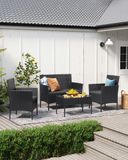 Rattan Gartenset / Balkonmöbel-Set 4-teilig anthrazit