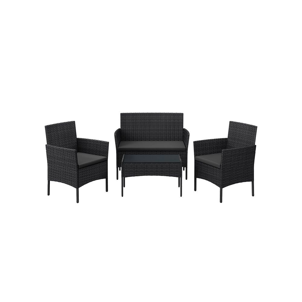 Rattan Gartenset / Balkonmöbel-Set 4-teilig anthrazit