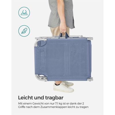 Klappbare Sonnenliege mit Sonnenschutz blau