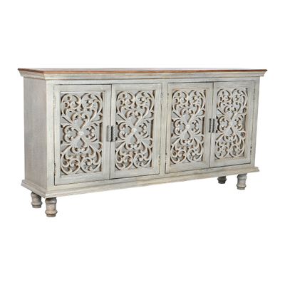 Anrichte, Sideboard Home ESPRIT Grau Mango-Holz Spiegel 191 x 43 x 98 cm