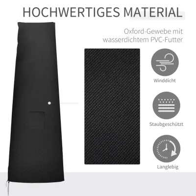 Schutzhülle für Sonnenschirme, Abdeckung für Sonnenschirme, wetterbeständig, mit Seitentasche, Schwarz