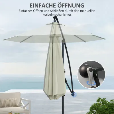 Sonnenschirm Ampelschirm, inkl. Kreuzfuss, 293 x 293 x 260 cm, Creme
