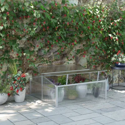 kleines Gewächshaus, Frühbeet, Dachfenster, transparentes Gehäuse, Aluminiumrahmen, 100x100x48cm
