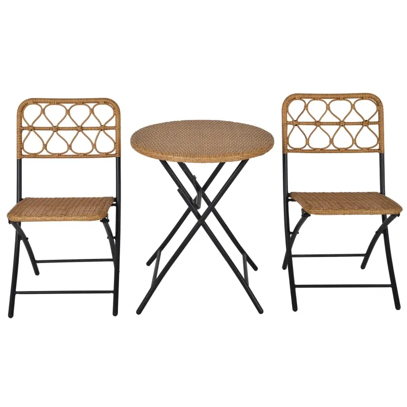 Rattan 3 tlg. Sitzgruppe Bistroset Balkonset Natur