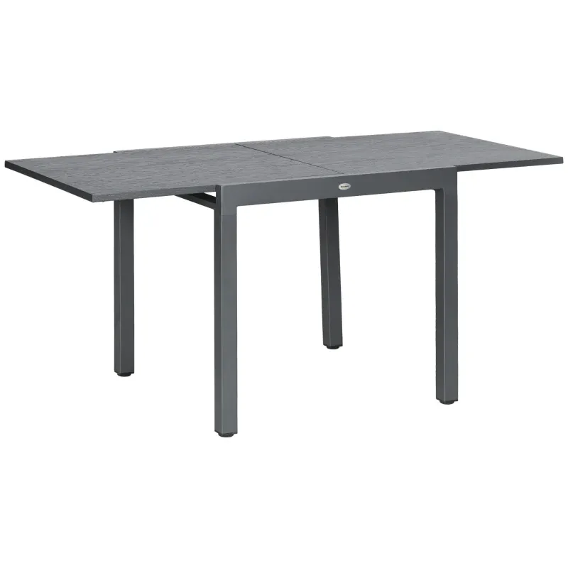 Terrassentisch, ausziehbar, 4 bis 6 Personen, Aluminium/Stahl, 80/160 x 80cm, Dunkelgrau
