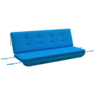 Auflagen-Set für Hollywoodschaukel 170 cm Stuhlkissen Schaukelauflage Sitzkissen Gartenschaukel Gartenpolster Rückenkissen Seitenkissen Blau
