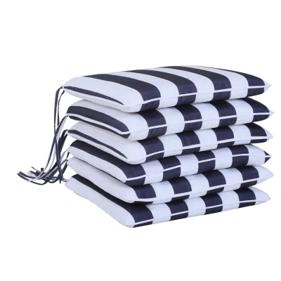 6er-Set Sitzkissen Stuhlkissen Bodenkissen Polsterkissen Sitzauflage abnehmbar Bezug Polyester + Baumwollfaser Blau + Weiss 42 x 42 x 5 cm