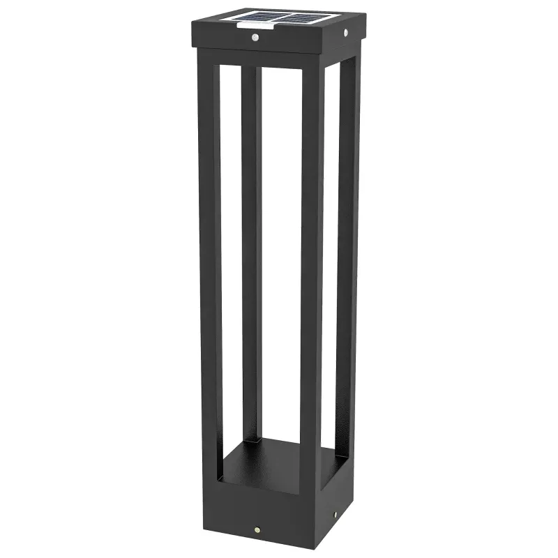 Gartenleuchte, Solarbetrieb, bis 10h Leuchtdauer, Einschaltautomatik, wetterfest, 12,5 x 12,5 x 50 cm, Schwarz