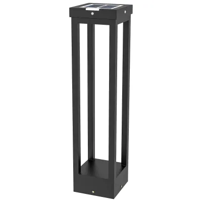 Gartenleuchte, Solarbetrieb, bis 10h Leuchtdauer, Einschaltautomatik, wetterfest, 12,5 x 12,5 x 50 cm, Schwarz