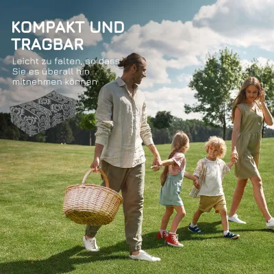 Outdoor-Teppich, wasserdicht, doppelseitiges Design, hochwertige Kunststofffaser, schwarz+grau, 182 x 274cm