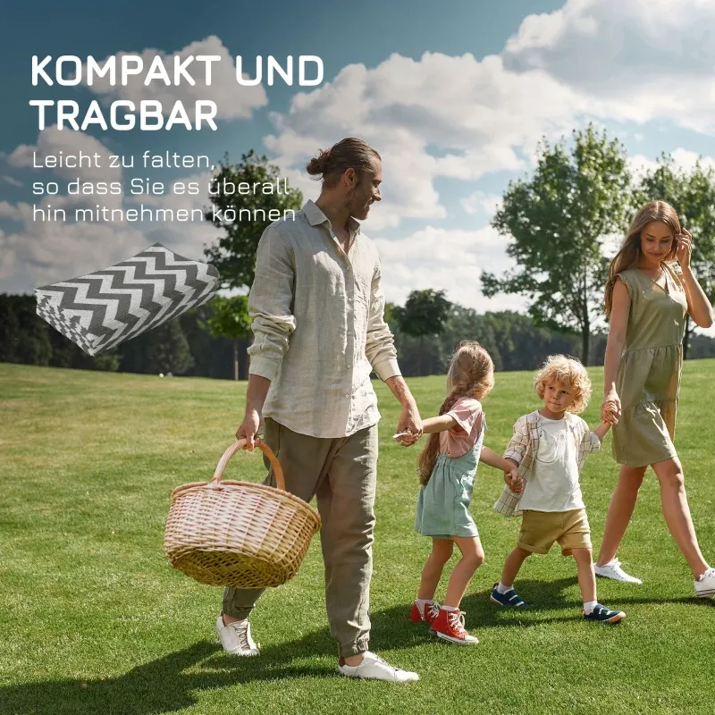 Outdoor-Teppich, wasserdicht, doppelseitiges Design, hochwertige Kunststofffaser, hellgrau+weiß, 121 x 182 cm