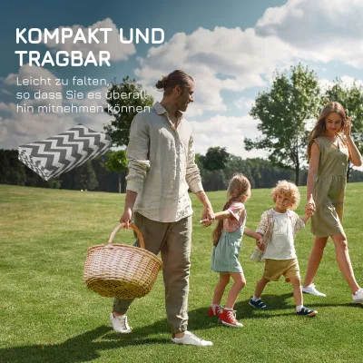 Outdoor-Teppich, wasserdicht, doppelseitiges Design, hochwertige Kunststofffaser, hellgrau+weiß, 121 x 182 cm