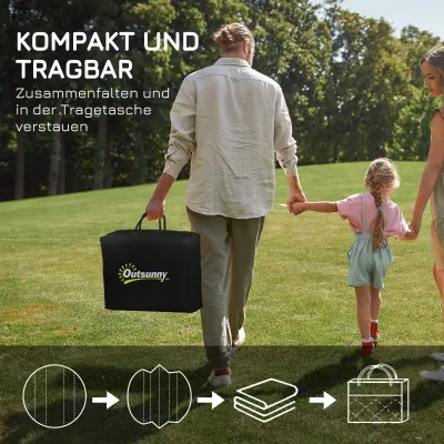 Outdoorteppich Terrassenteppich, wetterbeständig, modernes Design, Ø180 cm, Schwarz + Weiss