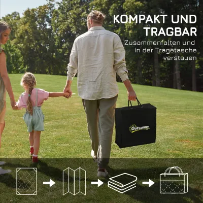 Outdoor Wendeteppich, wasserfest, Blattmuster, 182x274cm, Grau/Weiss