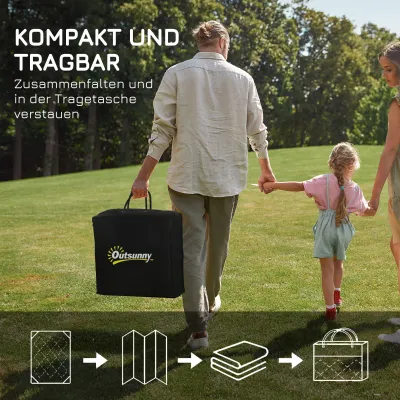 Outdoor Wendeteppich, wasserfest, Blattmuster, 182x274cm, Blau/Creme