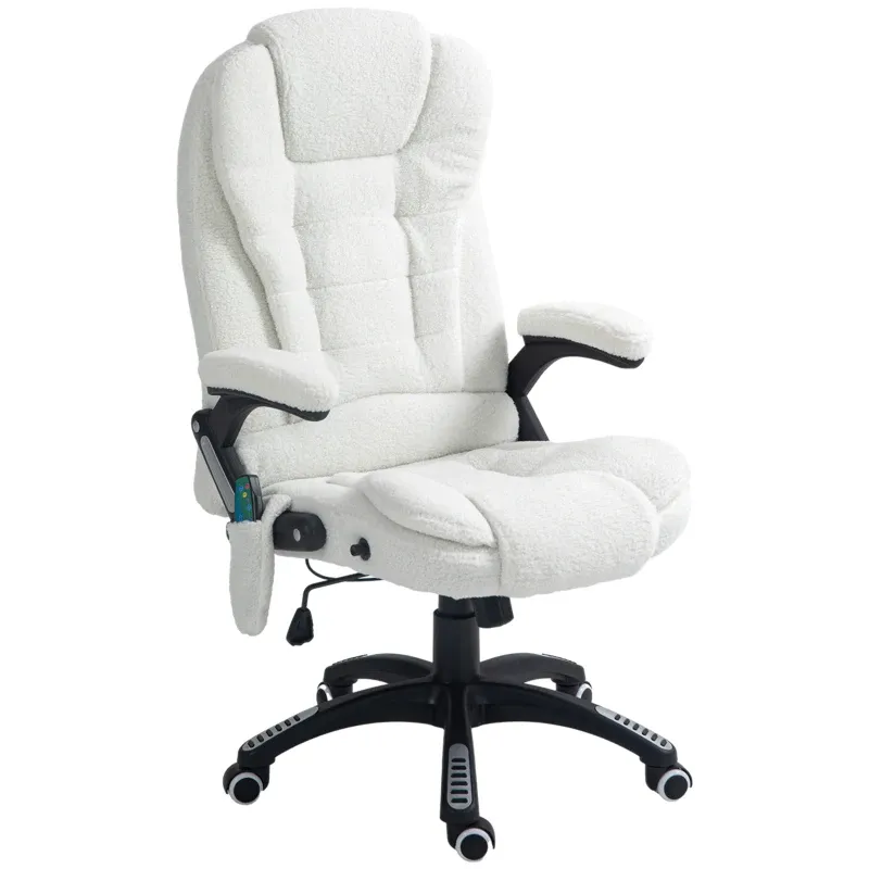 Bürosessel Massagefunktion Massagebürostuhl, höhenverstellbar, 67 x 74 x 107-116 cm, Weiss