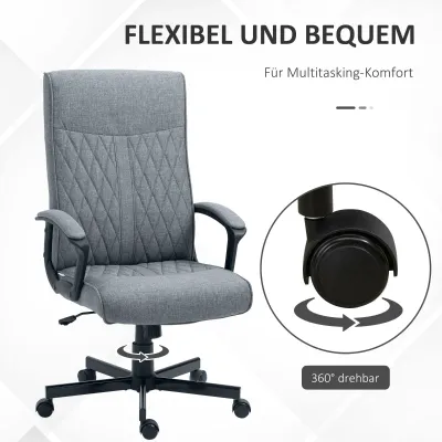 Bürostuhl Computerstuhl, höhenverstellbar, neigbar, ergonomischer Bürostuhl, Grau