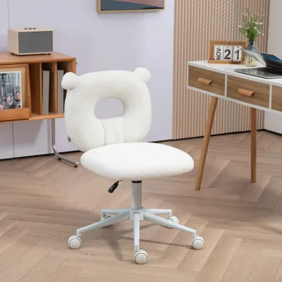 Teddy-Bürostuhl Schreibtischstuhl, höhenverstellbar, 50 cm x 56 cm x 90 cm, Weiss