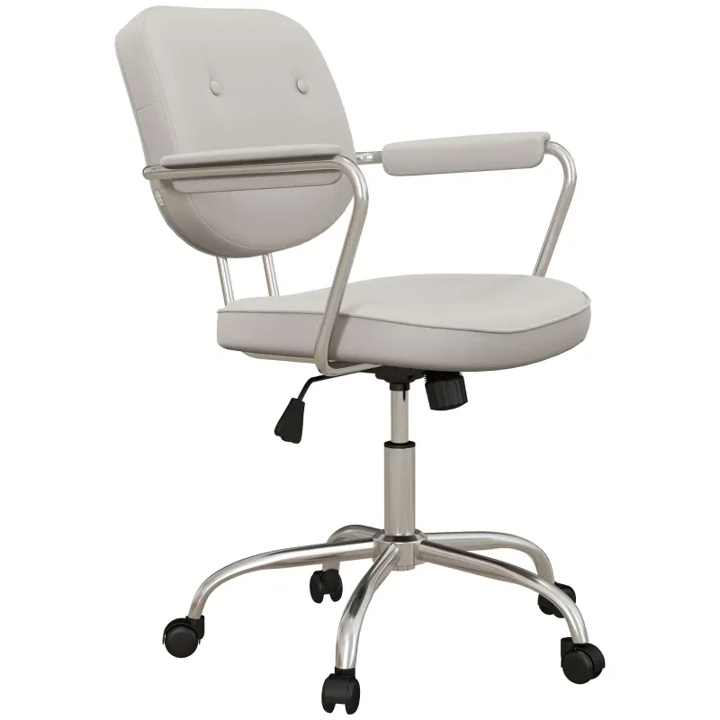 Bürostuhl Schreibtischstuhl, höhenverstellbar, Neigungsfunktion, 60 cm x 60 cm x 92 cm, Creme