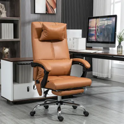 Bürostuhl mit Massagefunktion, ergonomisch, 66x67x115-123cm, Hellbraun