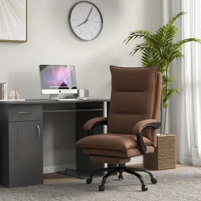 Bürostuhl, Chefsessel mit Massage- und Heizfunktion, Fußstütze, verstellbar, bis 120 kg, Braun