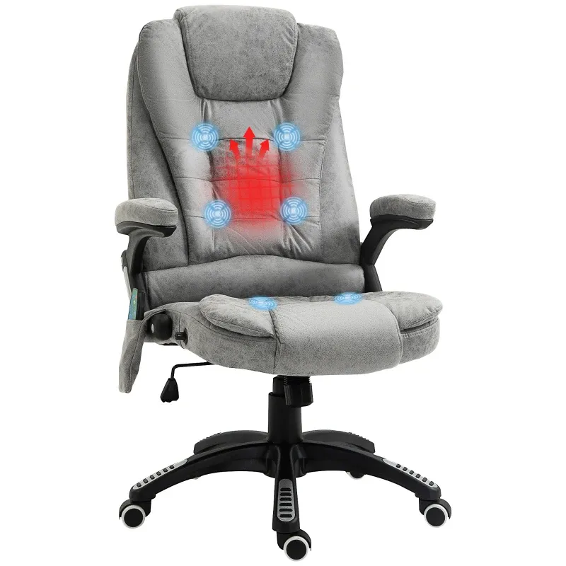 Bürostuhl, Chefsessel mit Massage- & Wärmefunktion, ergonomisch, verstellbar, bis 120kg, Grau