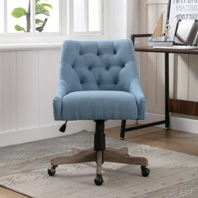 Bequemer und stilvoller Bürostuhl ergonomisch- Drehbar, modern für Wohnzimmer und Büro mit hochwertigen Materialien, Marineblau