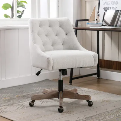 Bequemer und ergonomischer Bürostuhl- Drehbar, Modern mit hochwertigen Materialien, Beige