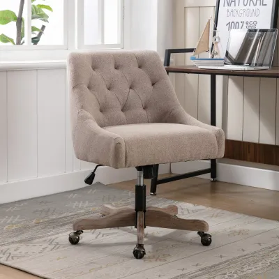 Bequemer und ergonomischer Bürostuhl- Drehbar, Modern mit hochwertigen Materialien, Braun