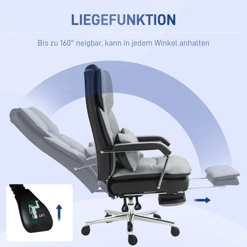 Bürostuhl, ergonomisch, verstellbar, 63x71x123-129cm, Hellgrau/Schwarz