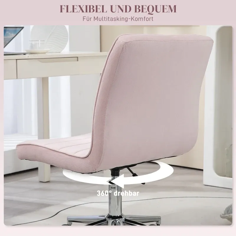 Bürostuhl Office-Stuhl Schreibtischstuhl, höhenverstellbar, Samtoptik, Rosa