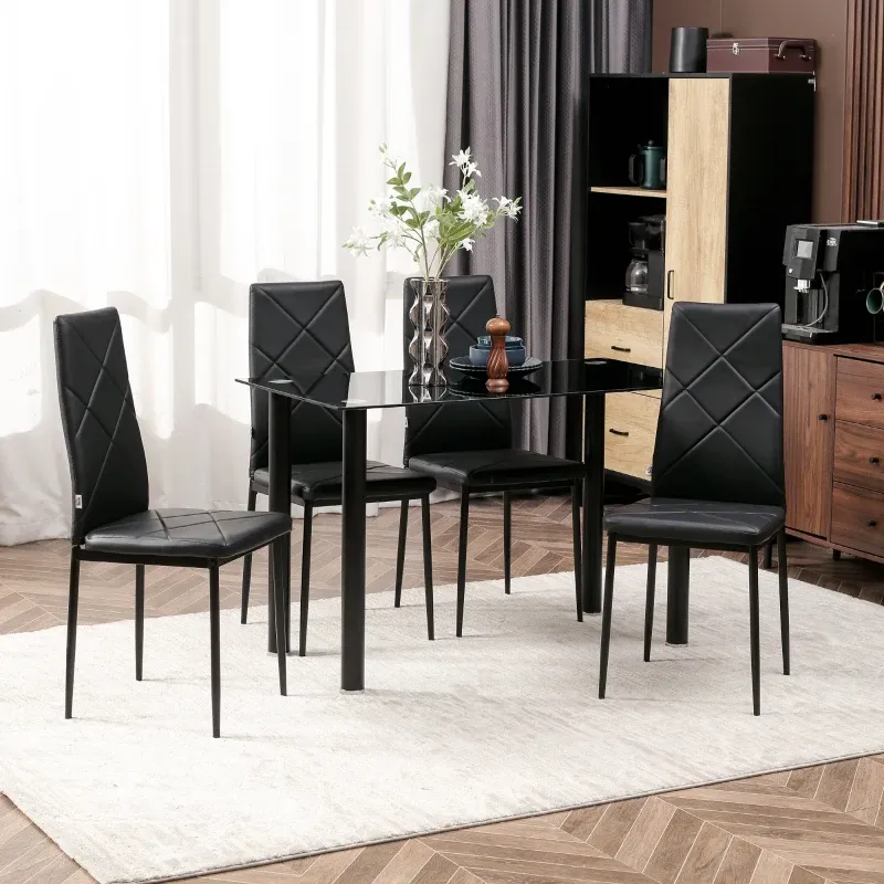 Moderner 4er-Set Stühle Esszimmerstühle Küchenstühle, Schwarz