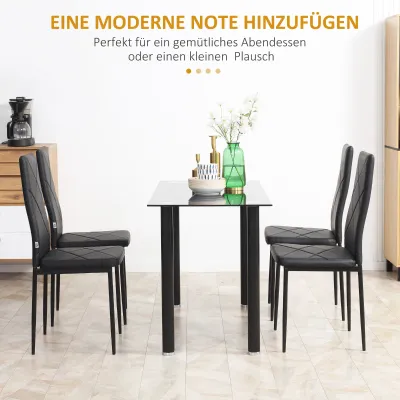 Moderner 4er-Set Stühle Esszimmerstühle Küchenstühle, Schwarz