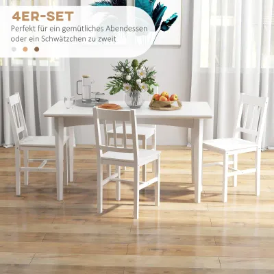 4er-Set Esszimmerstühle Küchenstühle Stühle, Massivholz, Weiss