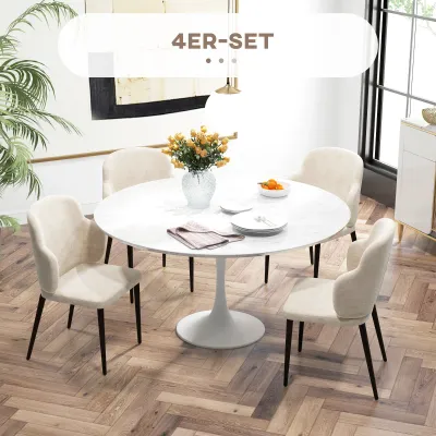 4er-Set Stühle Akzentstühle, Skandi Design, Samtoptik, 54 cm x 56 cm x 86 cm, Beige + Schwarz