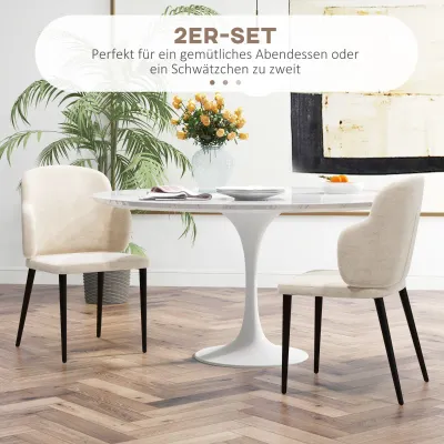 2er-Set Stühle Akzentstühle, Skandi Design, Samtoptik, 54 cm x 56 cm x 86 cm, Beige + Schwarz