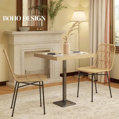 Esszimmerstuhl Küchenstuhl Stuhl, Boho-Stil, Natur + Schwarz