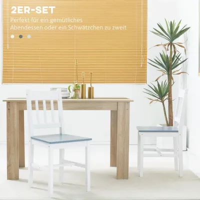 2er-Set Esszimmerstühle Küchenstühle Stühle, Massivholz, Weiss