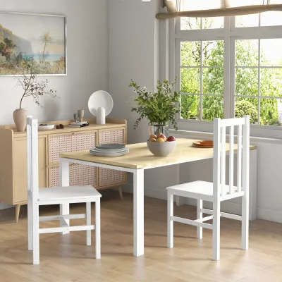2er-Set Küchenstühle Esszimmerstühle Stühle, Massivholz, modernes Design, Weiss