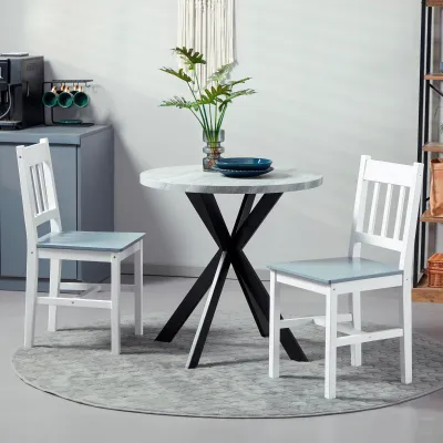 2er-Set Esszimmerstühle Küchenstühle Stühle, Massivholz, Weiss