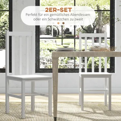 2er-Set Küchenstühle Esszimmerstühle Stühle, Massivholz, modernes Design, Weiss