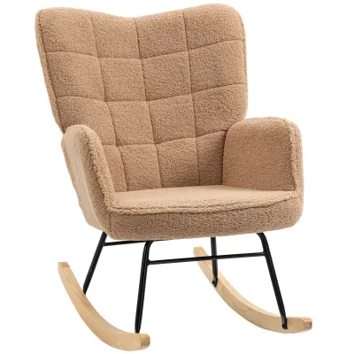 Schaukelstuhl im Retro-Design, Massivholz, Sessel, Relaxsessel, braun