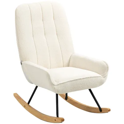 kuscheliger Schaukelstuhl mit Sherpa-Vlies Natur+ Creme