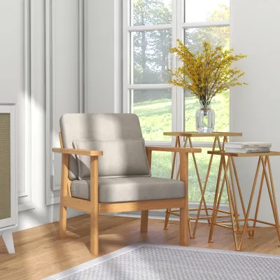 Sessel Akzentsessel Polstersessel, inkl.1 Kissen, Beige + Natur