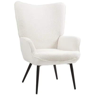 Polsterstuhl, modernes Design, Sherpa-Stoff, Cremeweiss