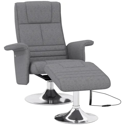 Massagesessel Relaxsessel, mit Ottomane, 8 Vibrationsköpfe, Neigungsfunktion, 78cm x 95cm x 88cm, Dunkelgrau