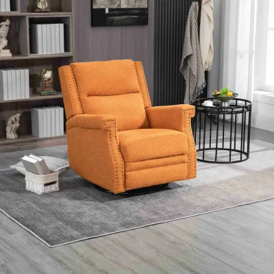 Relaxsessel mit Massagefunktion und Fussstütze, 360 Grad drehbar, für maximalen Komfort,  Orange